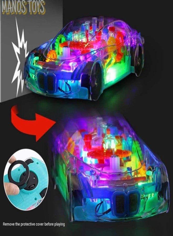 Manos 360 Degree Bump & Go Rotating Transparent Concept Racing Car Transparent Car 3D Concept Super Car Toy for Kids with 360 Degree Rotation,Gear Simulation Mechanical Car Technology - Image 5